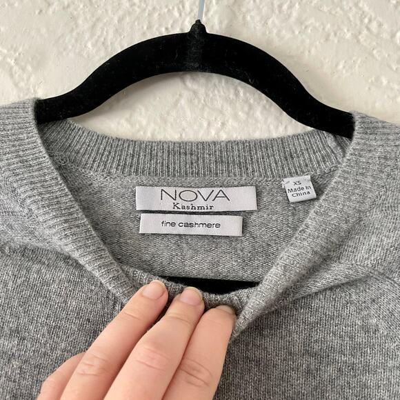 Nova Kasmir Fine 100% Cashmere Gray Long Sleeve Lightweight Sweater X Small XS - Picture 2 of 7